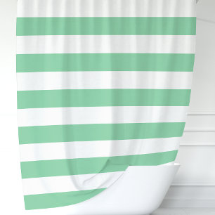 Rideaux De Douche Vert et blanc modernes en larges rayures