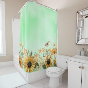 Rideaux De Douche Vert jaune Ombre Aquarelle Arrière - plan Tourneso