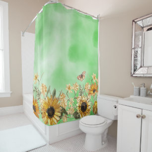 Rideaux De Douche Vert jaune Ombre Aquarelle Arrière - plan Tourneso