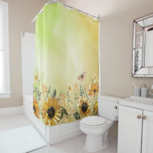 Rideaux De Douche Vert jaune Ombre Aquarelle Arrière - plan Tourneso