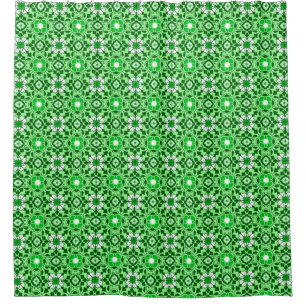 Rideaux De Douche Vert marocain floral de tuile, d'émeraude et de