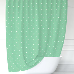 Rideaux De Douche Vert menthe et pois blancs