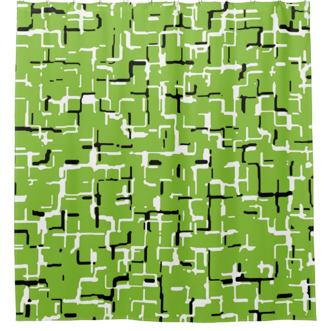 Rideaux De Douche Vert noir blanc Motif moderne (Devant)