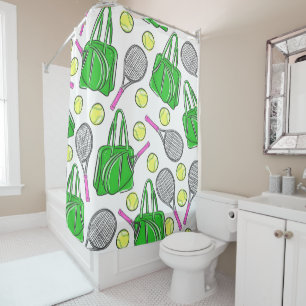 Rideaux De Douche Vert rose de tennis Preppy
