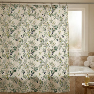 Rideaux De Douche Vert sauge aquarelle olivier campagne française