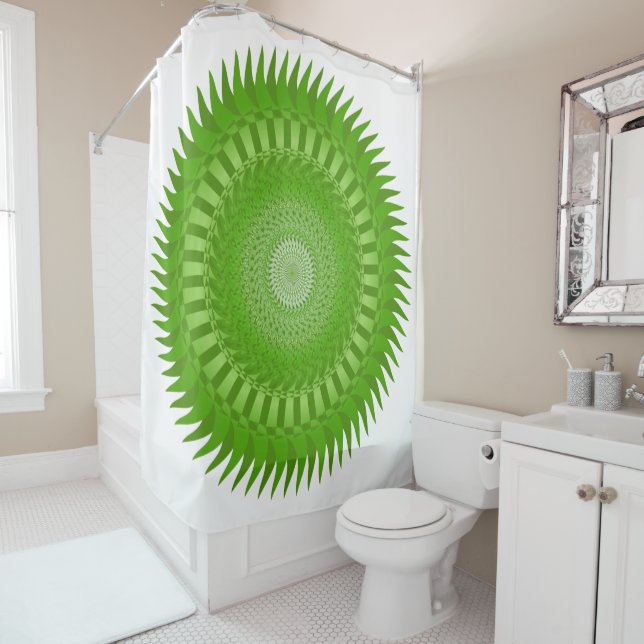 Rideaux De Douche Vert Sun Mandala (En situation)