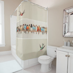 Rideaux De Douche Vestige de style vintage d'oiseaux perchés