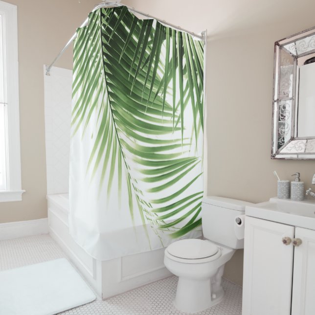 Rideaux De Douche Vibes vertes de palmiers Feuilles #9 (En situation)