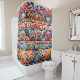Rideaux De Douche Vibrant Boho Stripes : Art Textile Eclectique