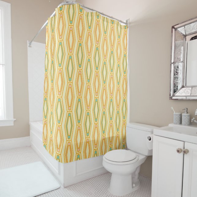 Rideaux De Douche Vibrant geometric pattern with hexagonal shapes  (En situation)
