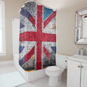 Rideaux De Douche Vibrant Mosaic Union Jack Drapeau Vitrage