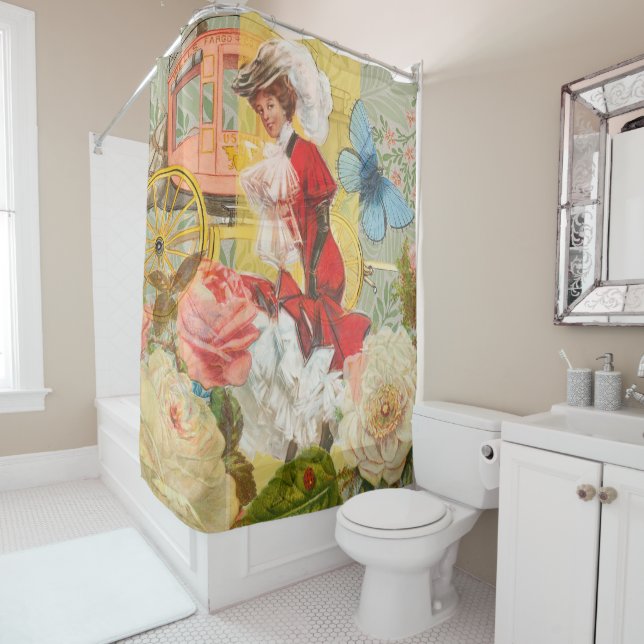 Rideaux De Douche Victorian Lady Woman Fun Carriage (En situation)