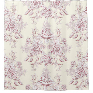 Rideaux De Douche Victorian,soft yellow, soft pink,floral,pattern,vi