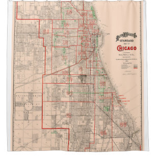 Rideaux De Douche Vieille carte vintage de Chicago - 1893