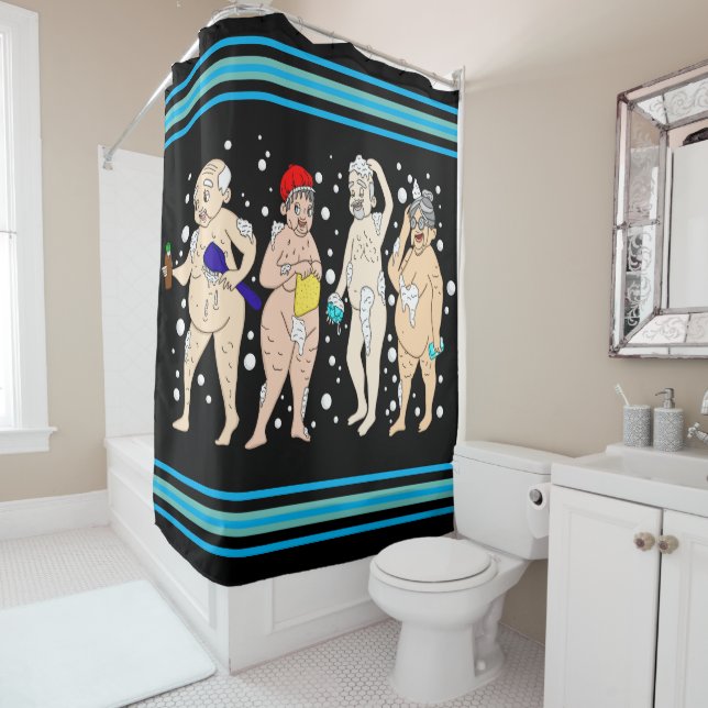 Rideaux De Douche Vieilles personnes amusantes couvertes de bulles (En situation)