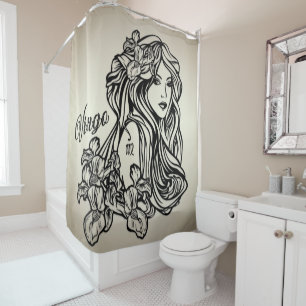 Rideaux De Douche Vierge du zodiaque doré de la Vierge