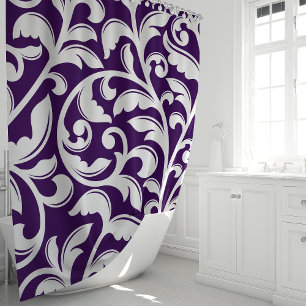 Rideaux De Douche Vigne florale en damas violet