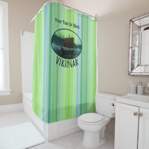 Rideaux De Douche Viking Navire Et Lumières Du Nord