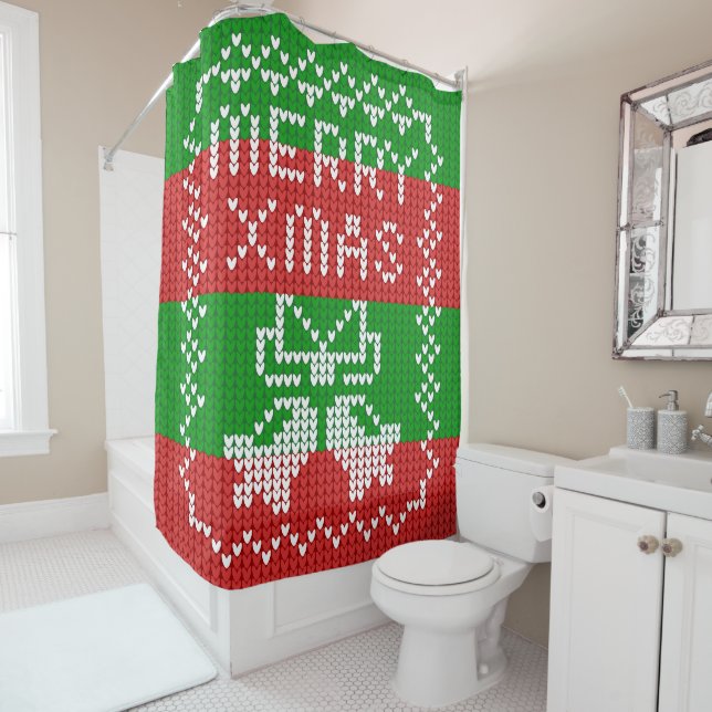 Rideaux De Douche Vilain pull motif sonnettes Joyeux fils Xmas (En situation)