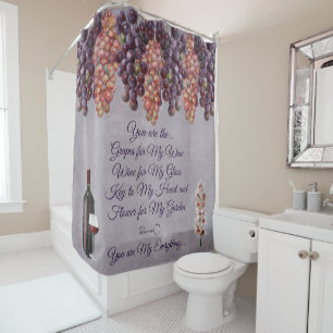 Rideaux De Douche Vin, Raisins, Fleurs avec Poème d'Amour