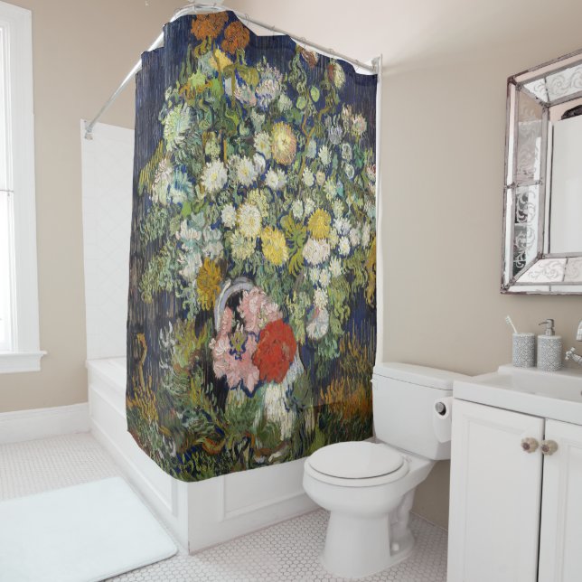 Rideaux De Douche Vincent van Gogh - Bouquet de fleurs dans un vase (En situation)