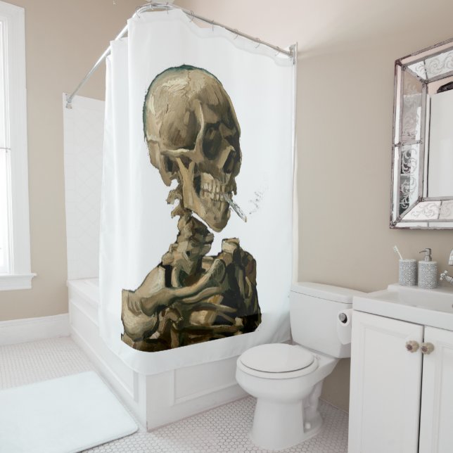 Rideaux De Douche Vincent van Gogh - Crâne avec cigarette brûlante (En situation)