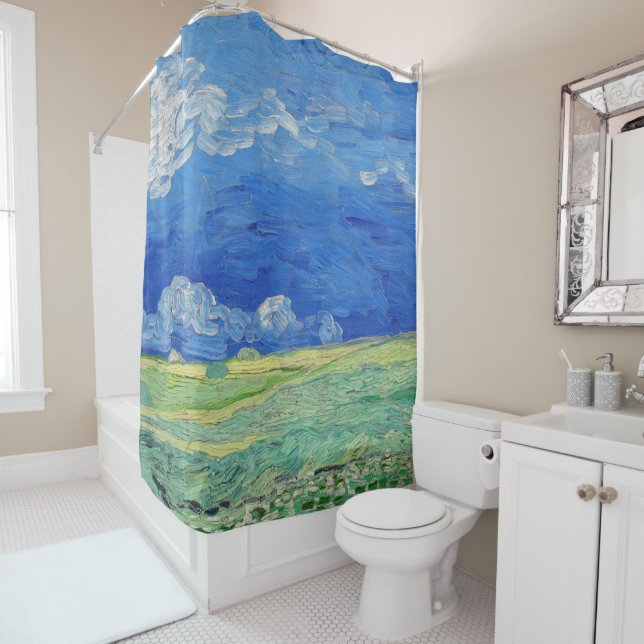 Rideaux De Douche Vincent van Gogh - Les champs de roues sous Thunde (En situation)