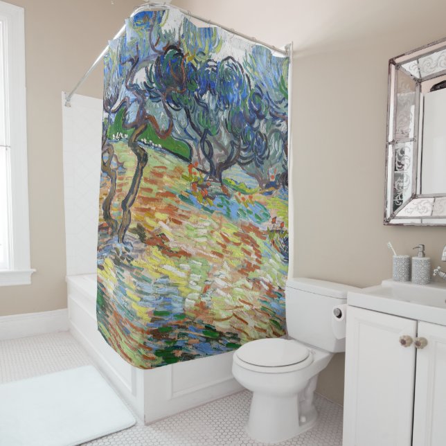 Rideaux De Douche Vincent van Gogh - Oliviers : Ciel bleu vif (En situation)