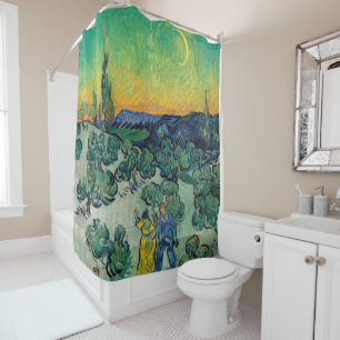 Rideaux De Douche Vincent van Gogh - Paysage Lune avec couple