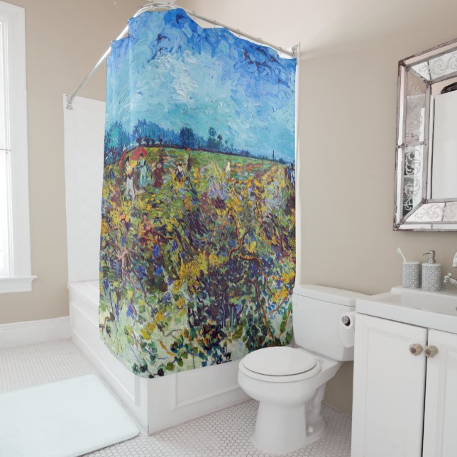 Rideaux De Douche Vincent van Gogh - Vignoble vert (En situation)
