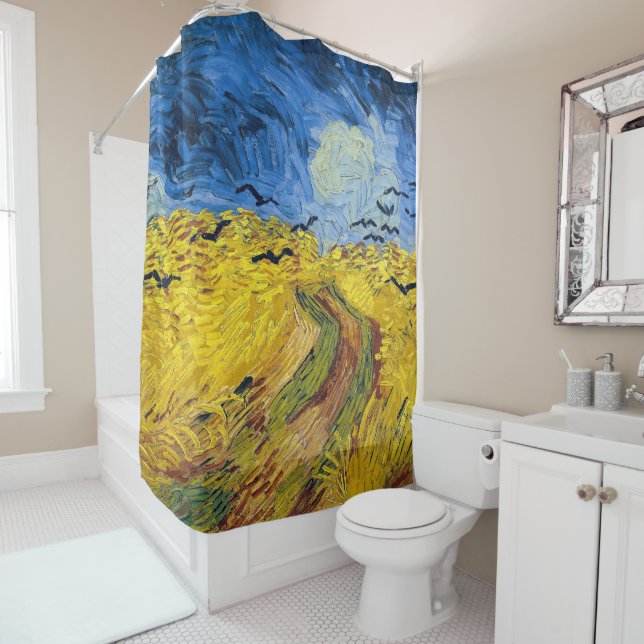 Rideaux De Douche Vincent van Gogh - Wheatfield with Crows (En situation)