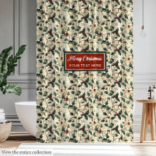 Rideaux De Douche Vintage aquarelle holly baies cadeau famille