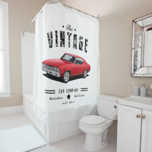 Rideaux De Douche Vintage Car Company Red Chevelle