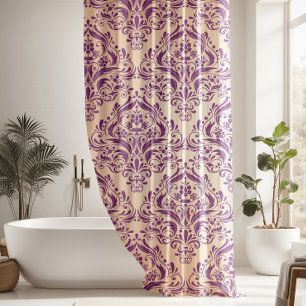 Rideaux De Douche Vintage classique pourpre Damask