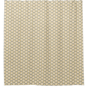 Rideaux De Douche Vintage Floral bleu et jaune motif Jonquil