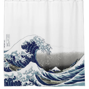 Rideaux De Douche Vintage, grande vague, Hokusai 葛 飾 北 斎 の 奈 神 川 