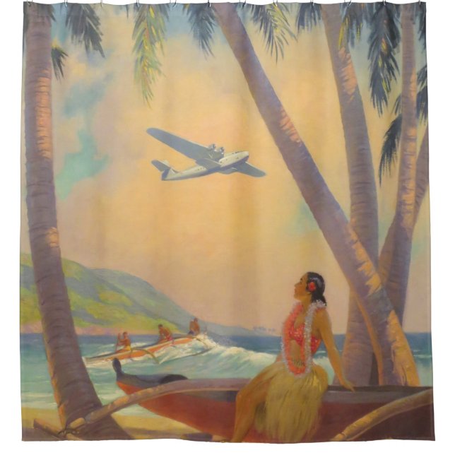 Rideaux De Douche Vintage Hawaiian Travel (Devant)