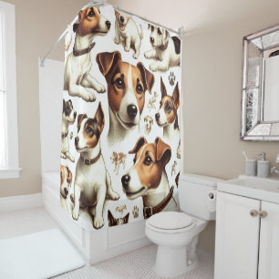 Rideaux De Douche Vintage Jack Russell Terrier sans fil