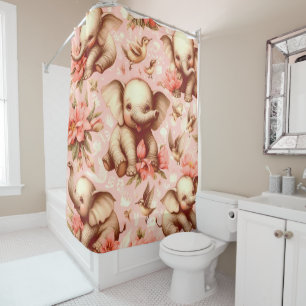 Rideaux De Douche Vintage mignonne bébé éléphant Motif