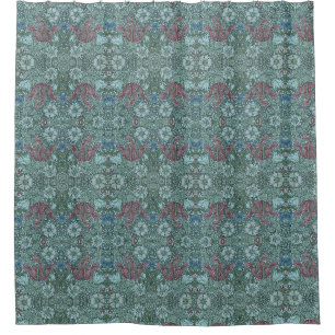 Rideaux De Douche Vintage motif Floral Vert Bleu Rouge Blanc
