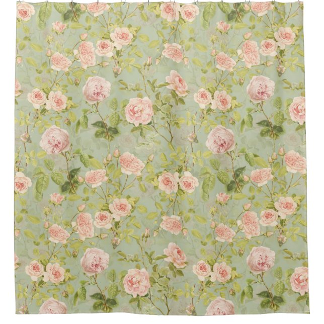 Rideaux De Douche Vintage Peach Rococo Roses Jardin de luxe (Devant)