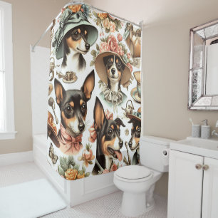 Rideaux De Douche Vintage Rat Terrier sans fil