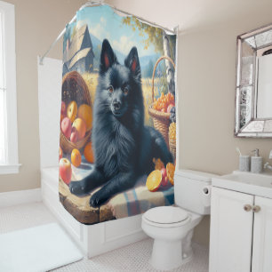 Rideaux De Douche Vintage Schipperke Peinture de chiot