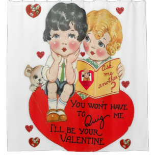 Rideaux De Douche vintage valentines rouge blanc