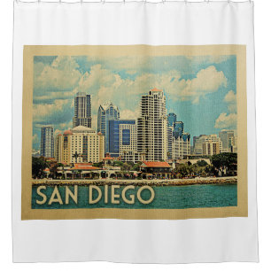 Rideaux De Douche Vintage voyage de San Diego la Californie