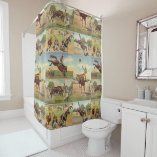 Rideaux De Douche Vintage Western Rodeo Événements Cowboys Horses Bu