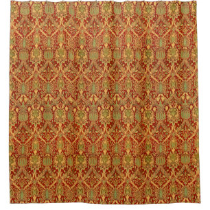 Rideaux De Douche Vintage William Morris Motif Rouge Turquoise Or