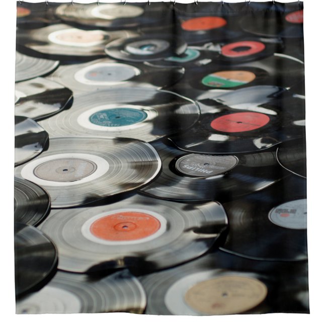 Rideaux De Douche Vinyl rétro plastique vieux noir (Devant)