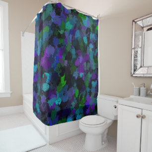 Rideaux De Douche Violet, bleu et noir Abstrait