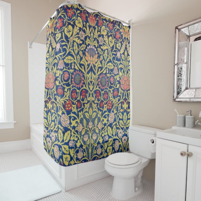 Rideaux De Douche Violet et et Columbine, William Morris (En situation)
